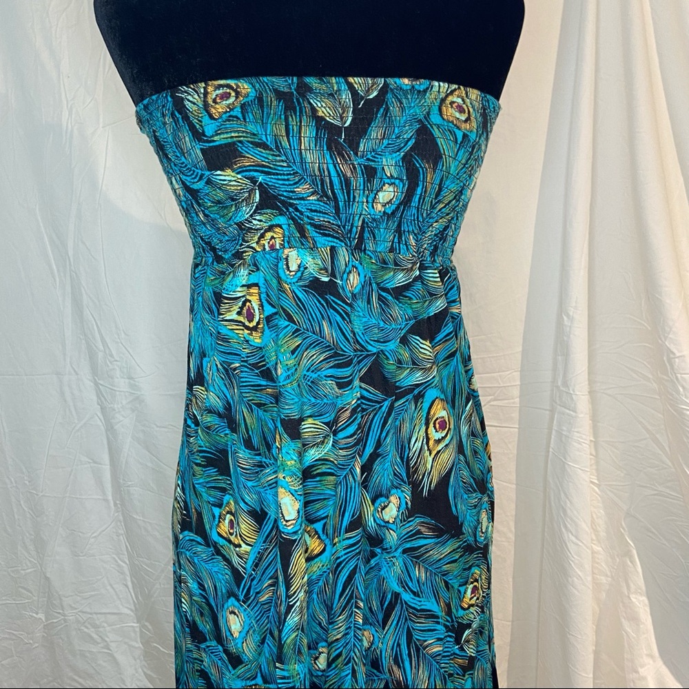 Strapless beach summer dress | mid length | stretchy | size s/m